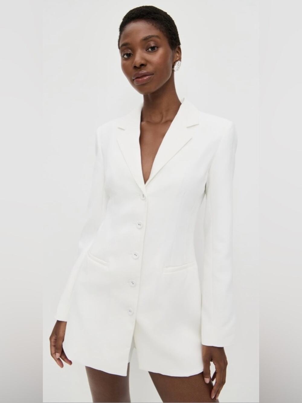 NWT Amanda Uprichard Peralta White Blazer Romper Small